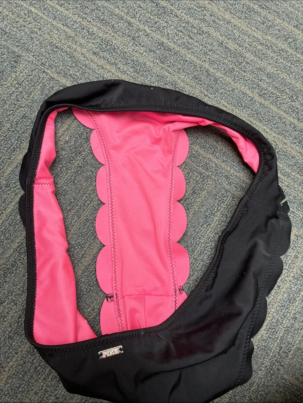 Victoria's Secret Black and Pink Scalloped Bikini Bottom